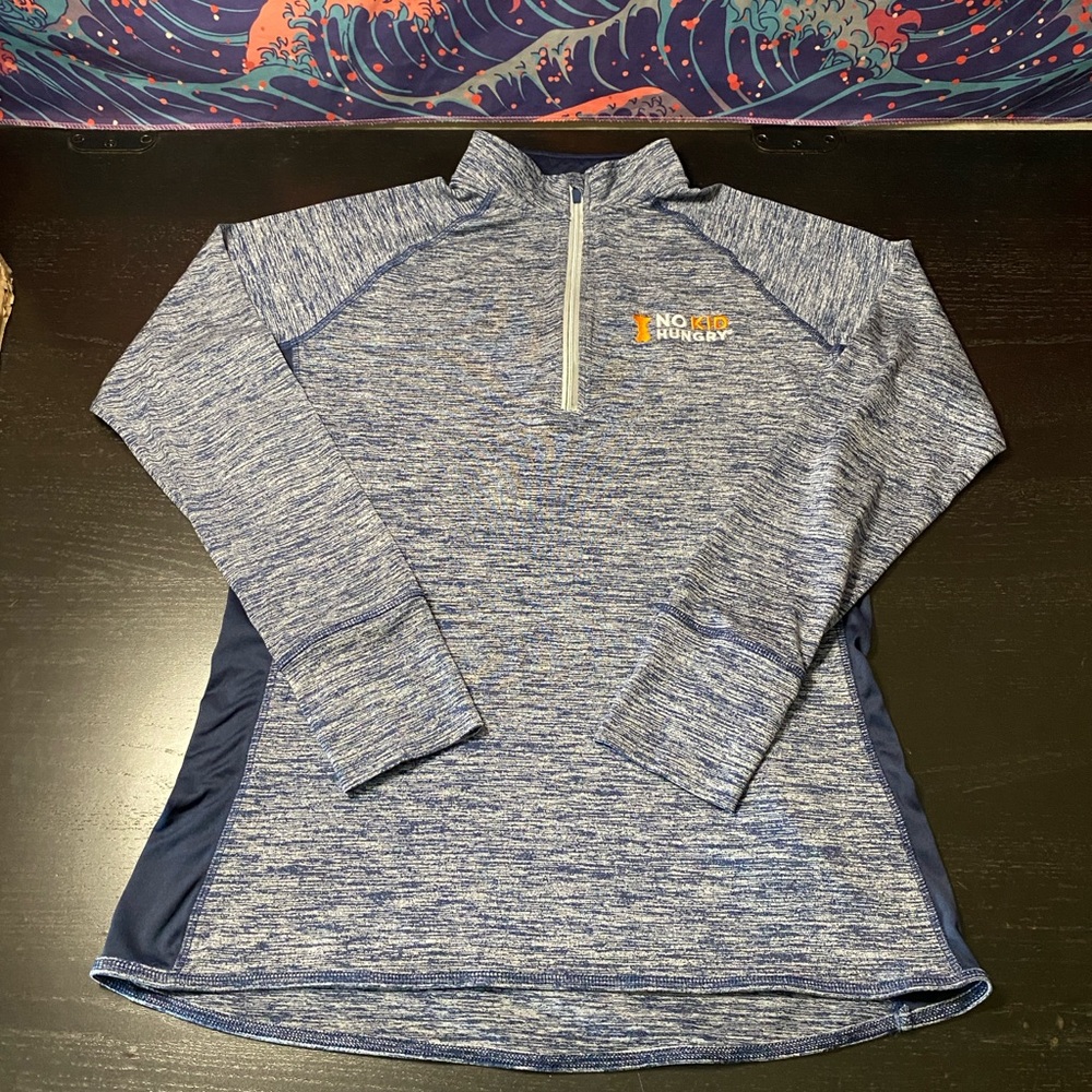 No Kid Hungry Heathered Blue Quarter-Zip Pullover